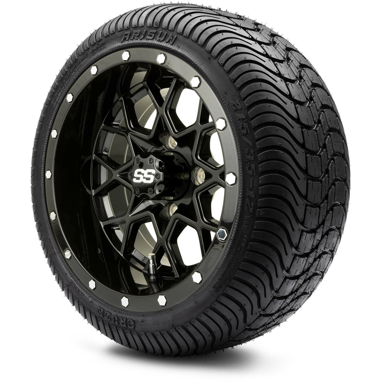MODZ® 12" Vortex Glossy Black - LowPro Tires and Wheels Combo