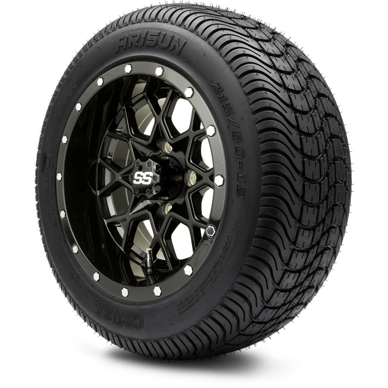 MODZ® 12" Vortex Glossy Black - LowPro Tires and Wheels Combo