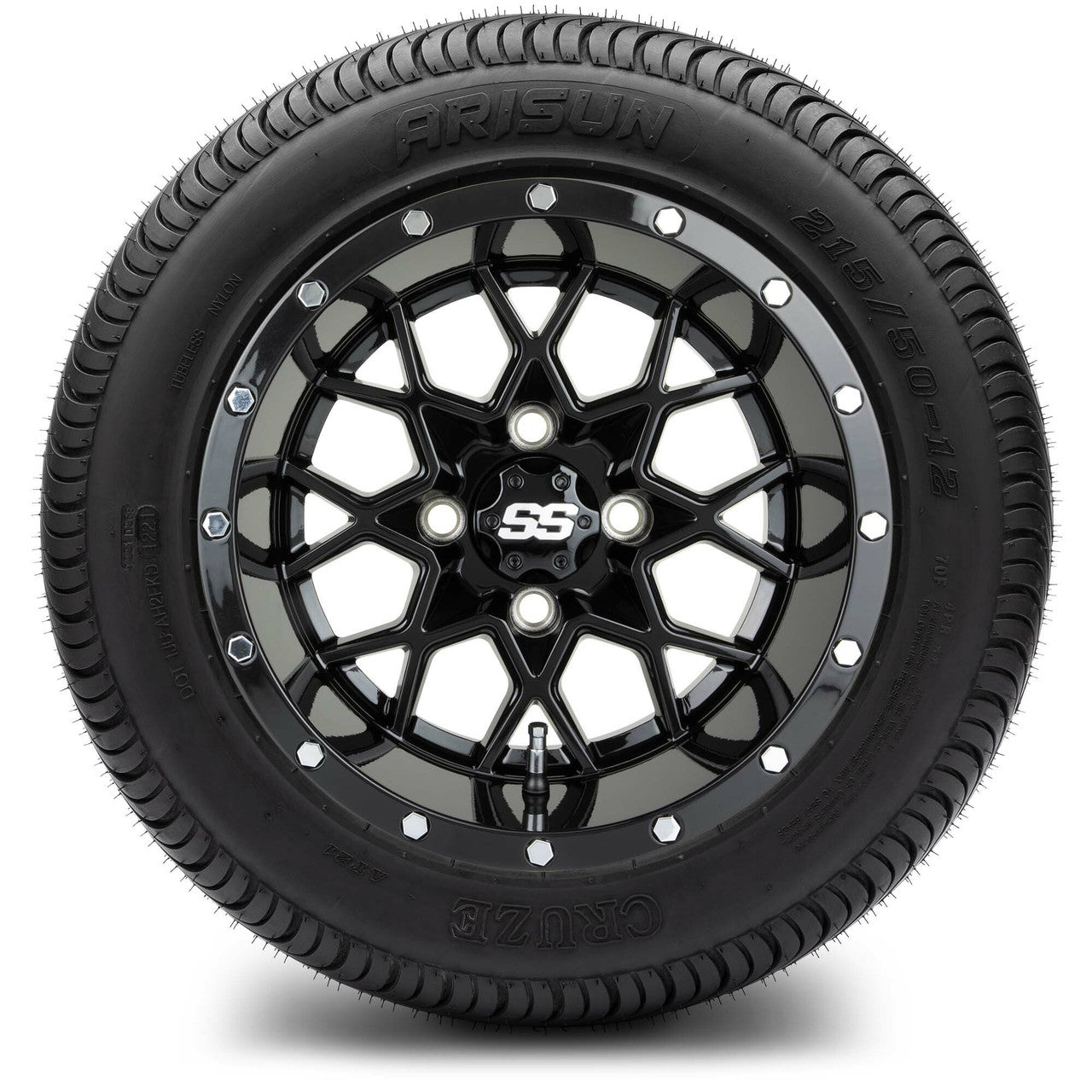 MODZ® 12" Vortex Glossy Black - LowPro Tires and Wheels Combo