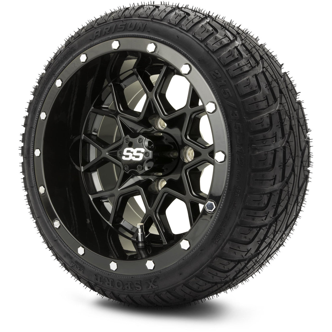 MODZ® 12" Vortex Glossy Black - LowPro Tires and Wheels Combo