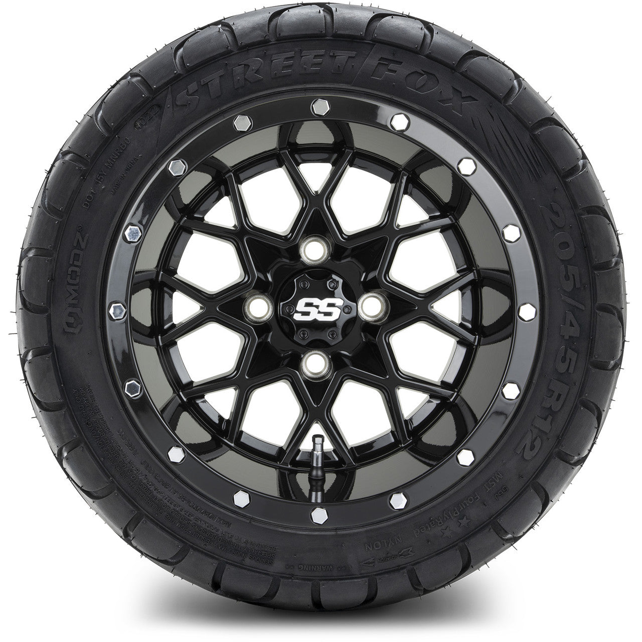 MODZ® 12" Vortex Glossy Black - LowPro Tires and Wheels Combo