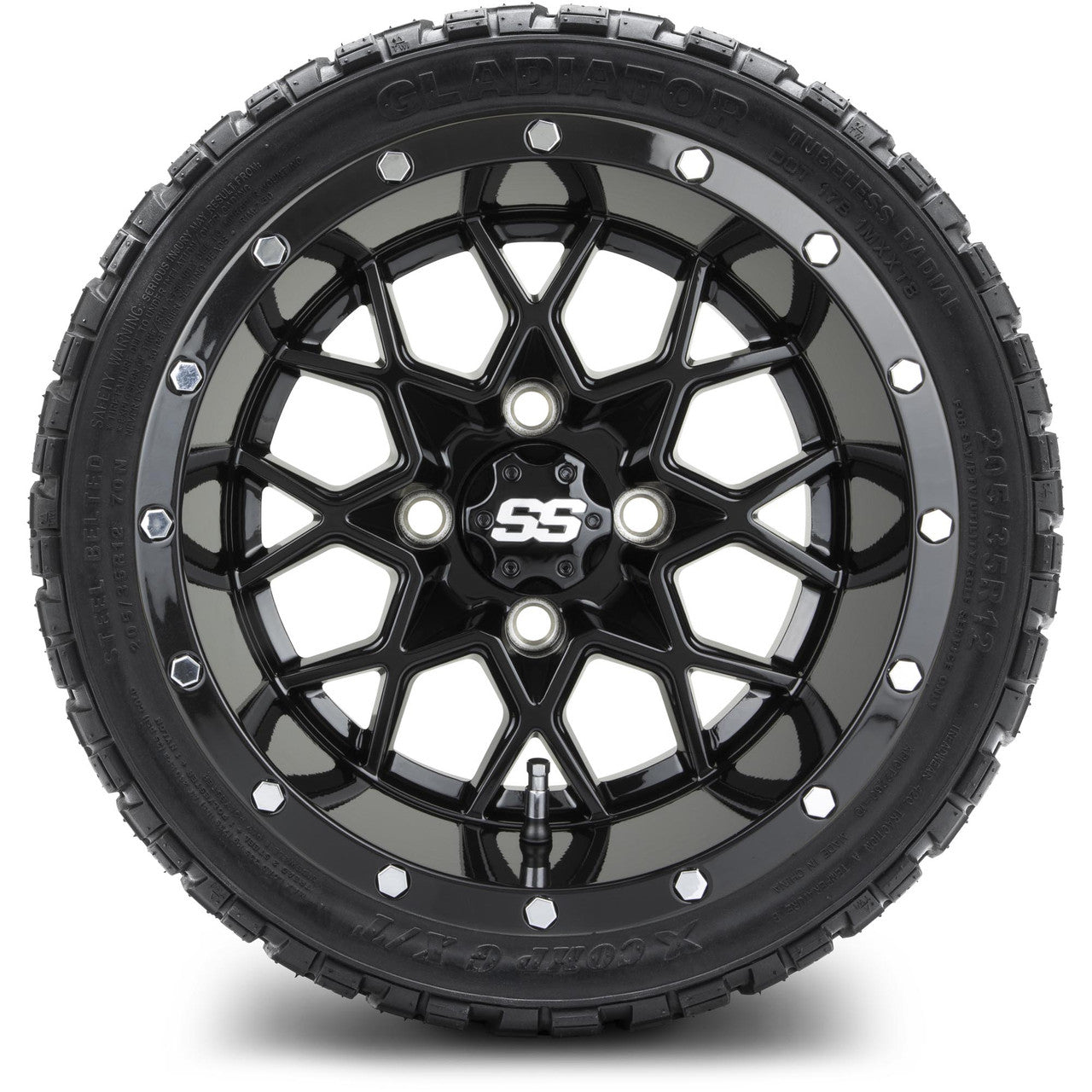 MODZ® 12" Vortex Glossy Black - LowPro Tires and Wheels Combo