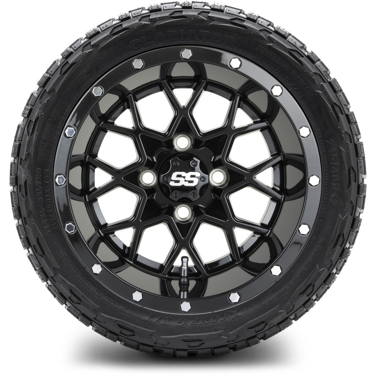 MODZ® 12" Vortex Glossy Black - LowPro Tires and Wheels Combo