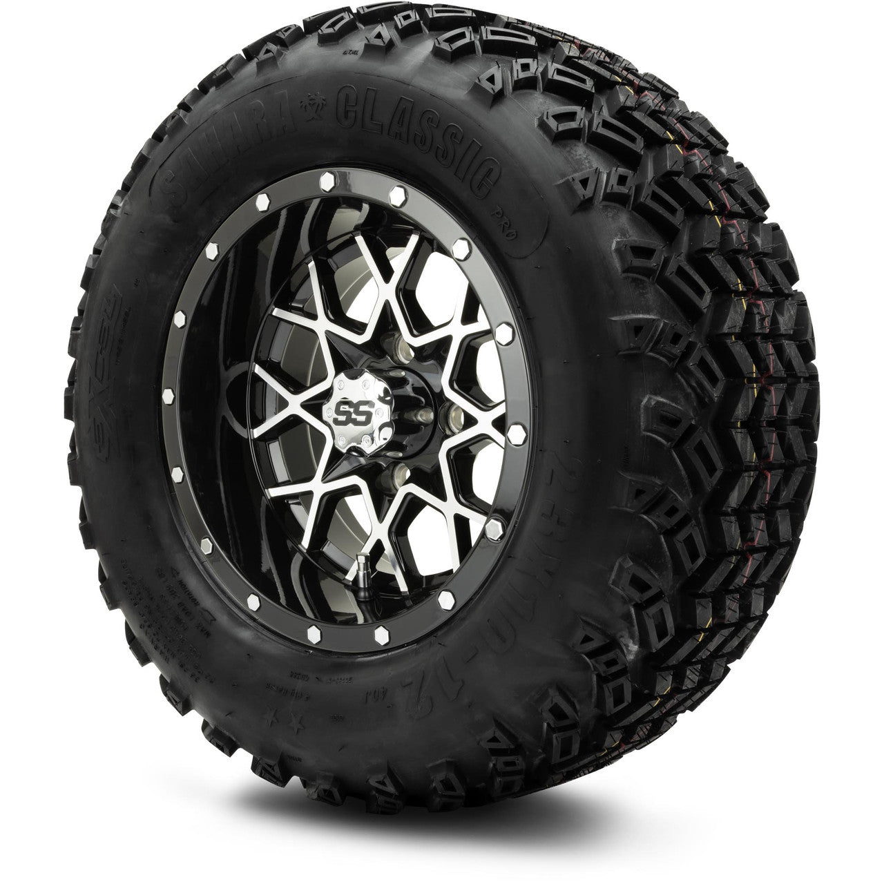 MODZ® 12" Vortex Machined Black - Lifted Tires and Wheels Combo