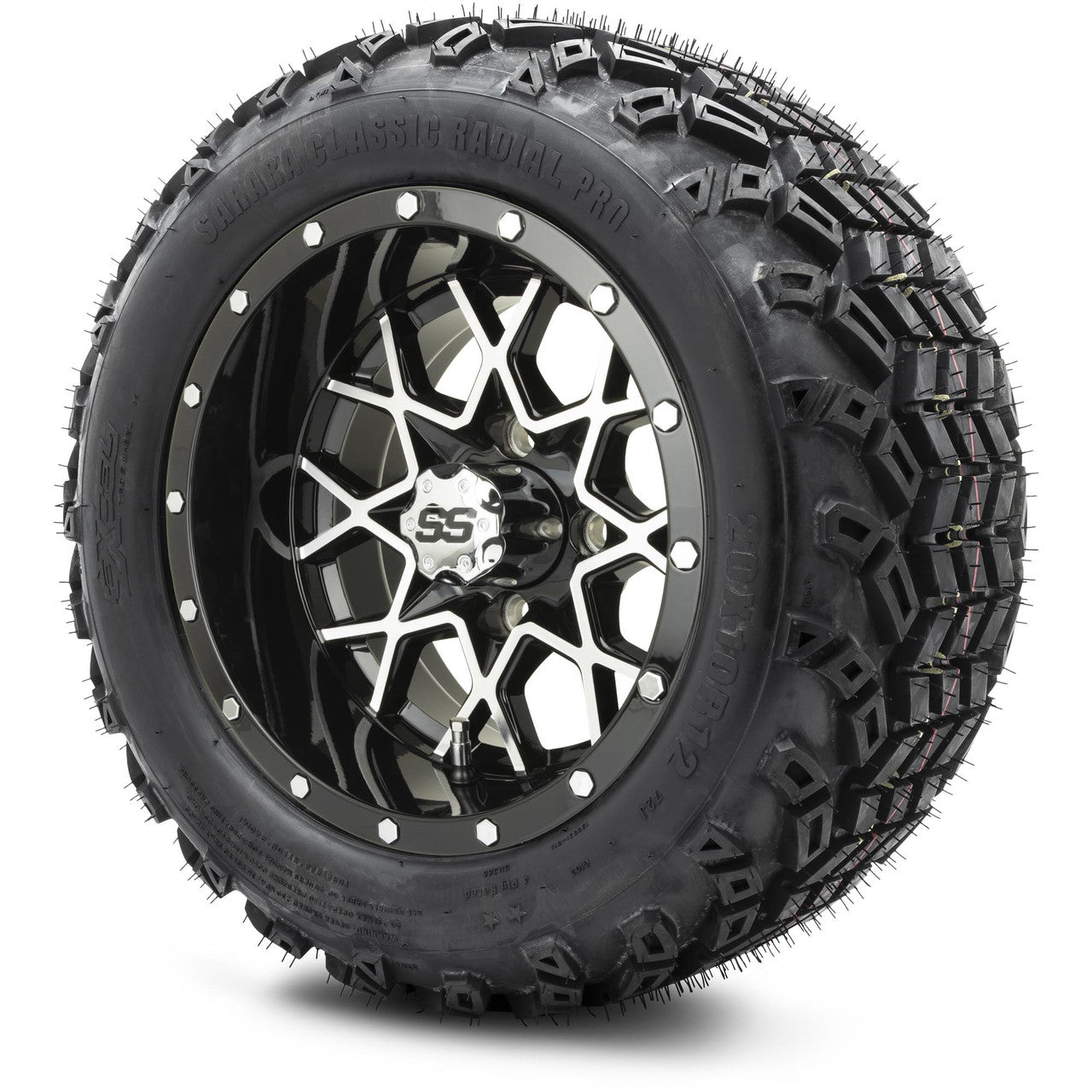 MODZ® 12" Vortex Machined Black - Lifted Tires and Wheels Combo