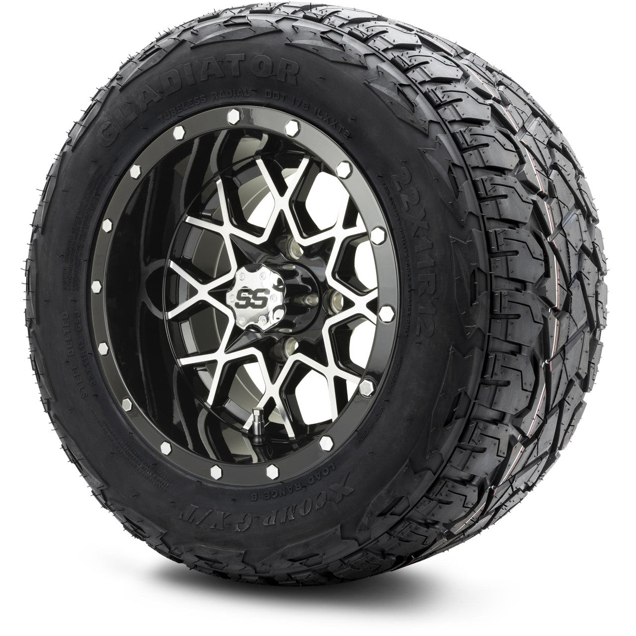MODZ® 12" Vortex Machined Black - Lifted Tires and Wheels Combo
