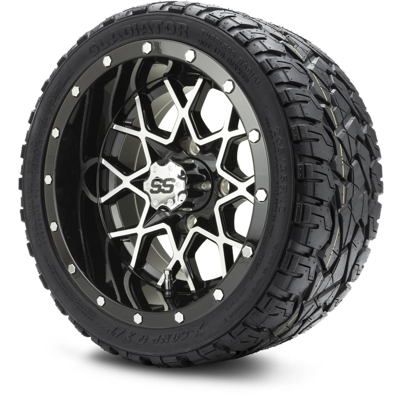 MODZ® 12" Vortex Machined Black - LowPro Tires and Wheels Combo