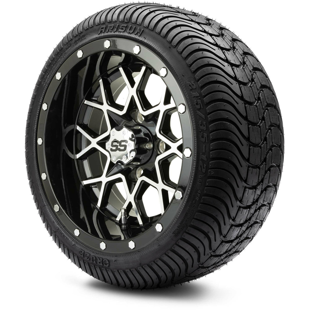 MODZ® 12" Vortex Machined Black - LowPro Tires and Wheels Combo