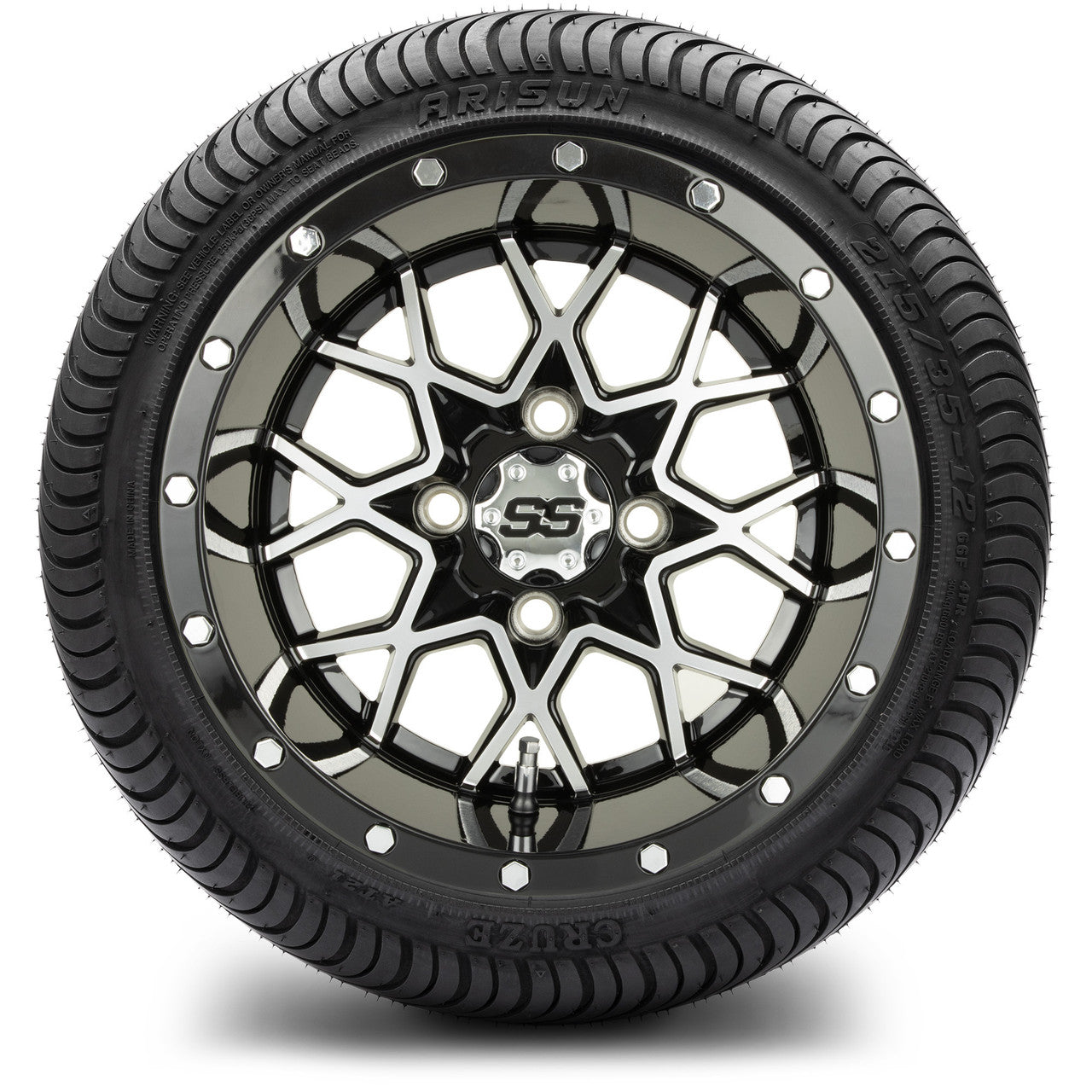 MODZ® 12" Vortex Machined Black - LowPro Tires and Wheels Combo