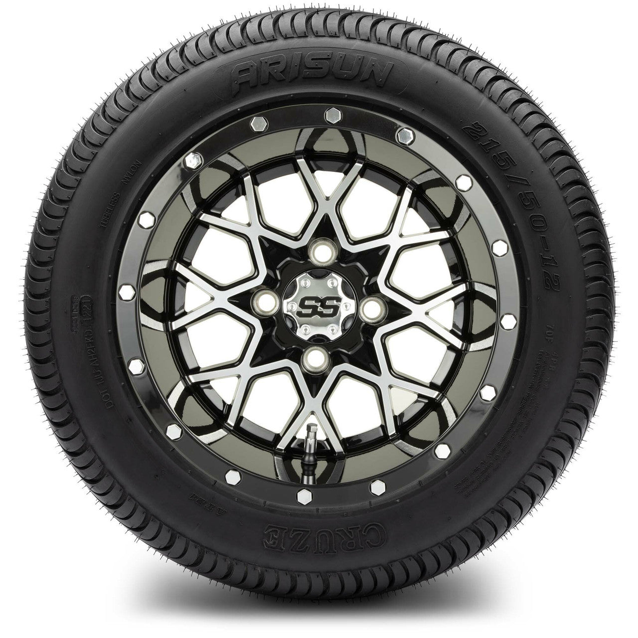 MODZ® 12" Vortex Machined Black - LowPro Tires and Wheels Combo