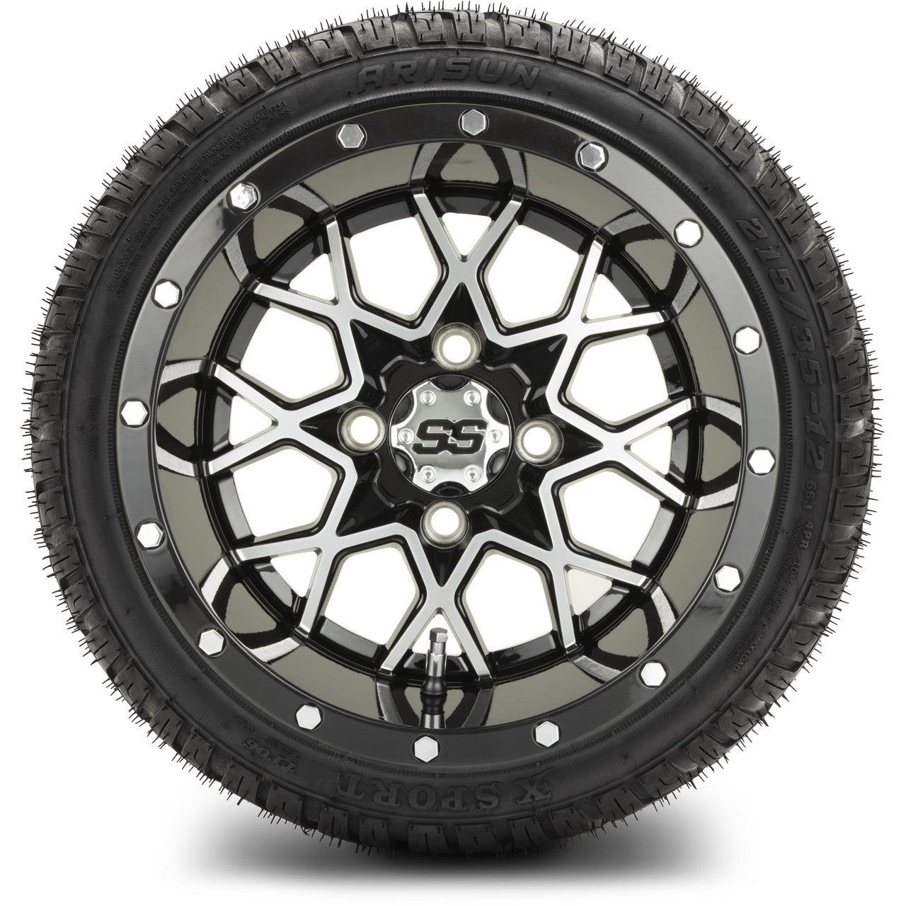 MODZ® 12" Vortex Machined Black - LowPro Tires and Wheels Combo