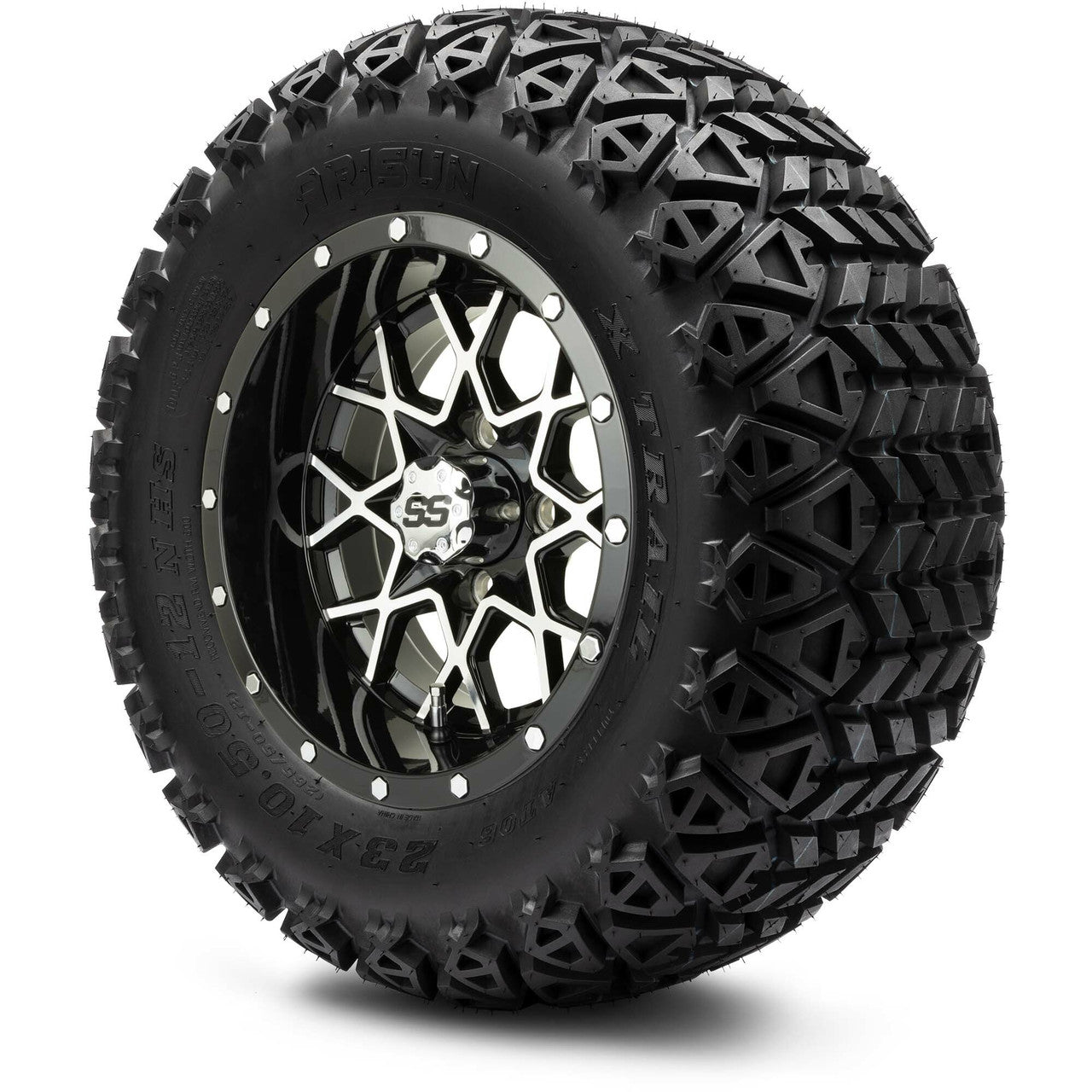 MODZ® 12" Vortex Machined Black - Lifted Tires and Wheels Combo