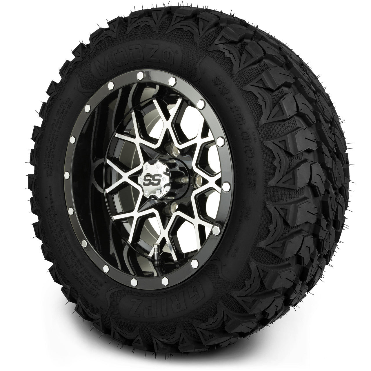 MODZ® 12" Vortex Machined Black - Lifted Tires and Wheels Combo