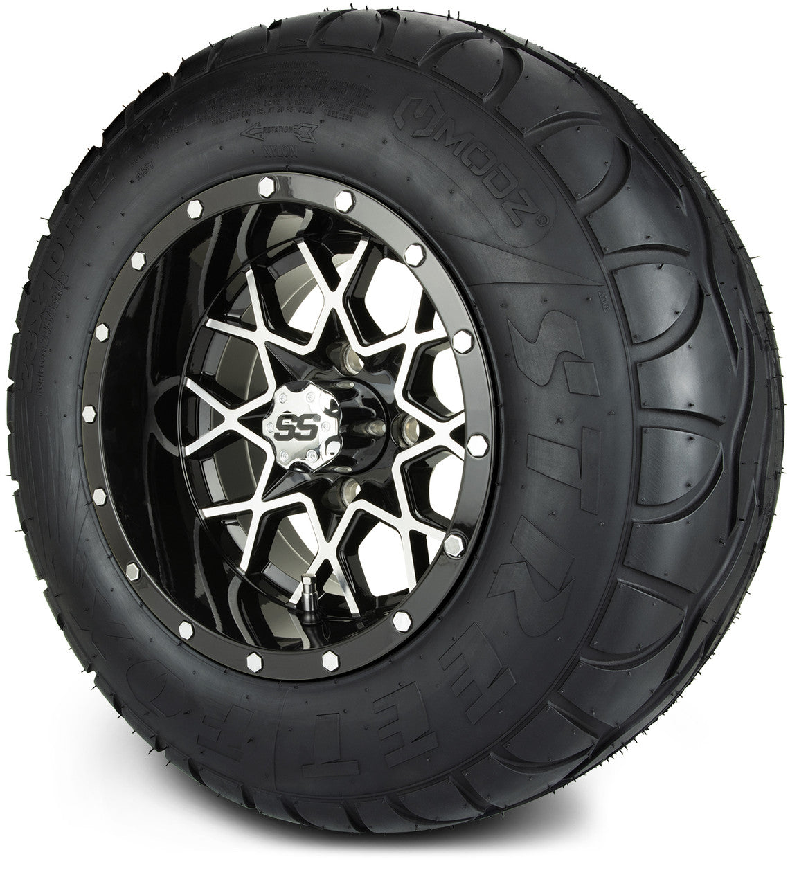 MODZ® 12" Vortex Machined Black - Lifted Tires and Wheels Combo