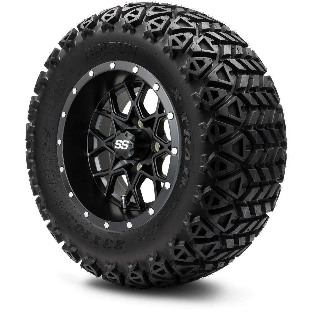 MODZ® 12" Vortex Matte Black - Lifted Tires and Wheels Combo