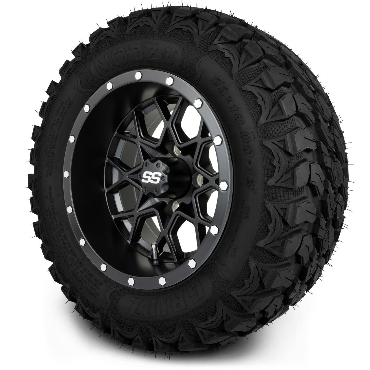 MODZ® 12" Vortex Matte Black - Lifted Tires and Wheels Combo