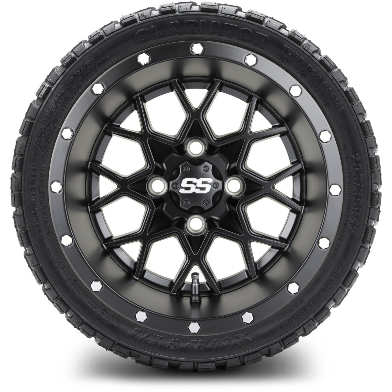 MODZ® 12" Vortex Matte Black - LowPro Tires and Wheels Combo
