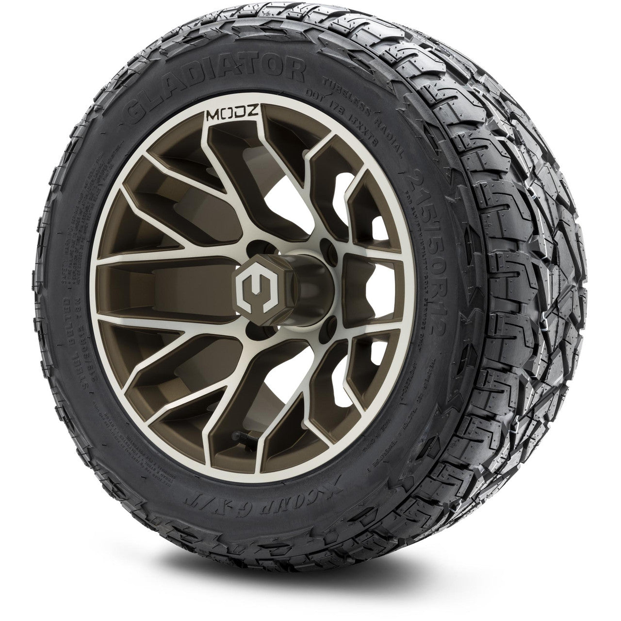 MODZ® 12" Matrix Machined Bronze - Lifted Tires and Wheels Combo