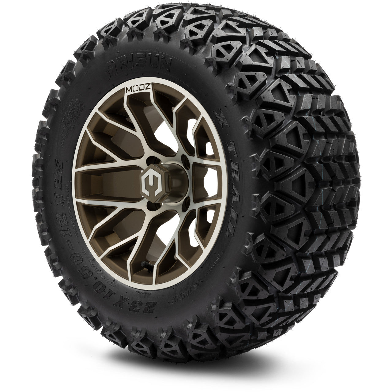 MODZ® 12" Matrix Machined Bronze - Lifted Tires and Wheels Combo