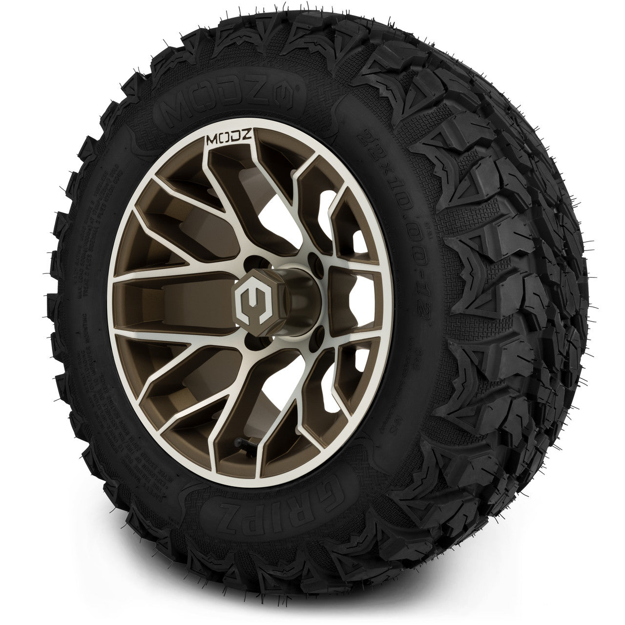 MODZ® 12" Matrix Machined Bronze - Lifted Tires and Wheels Combo