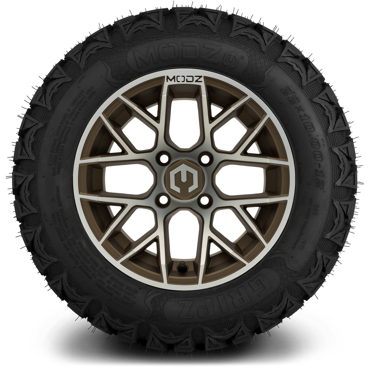 MODZ® 12" Matrix Machined Bronze - Lifted Tires and Wheels Combo