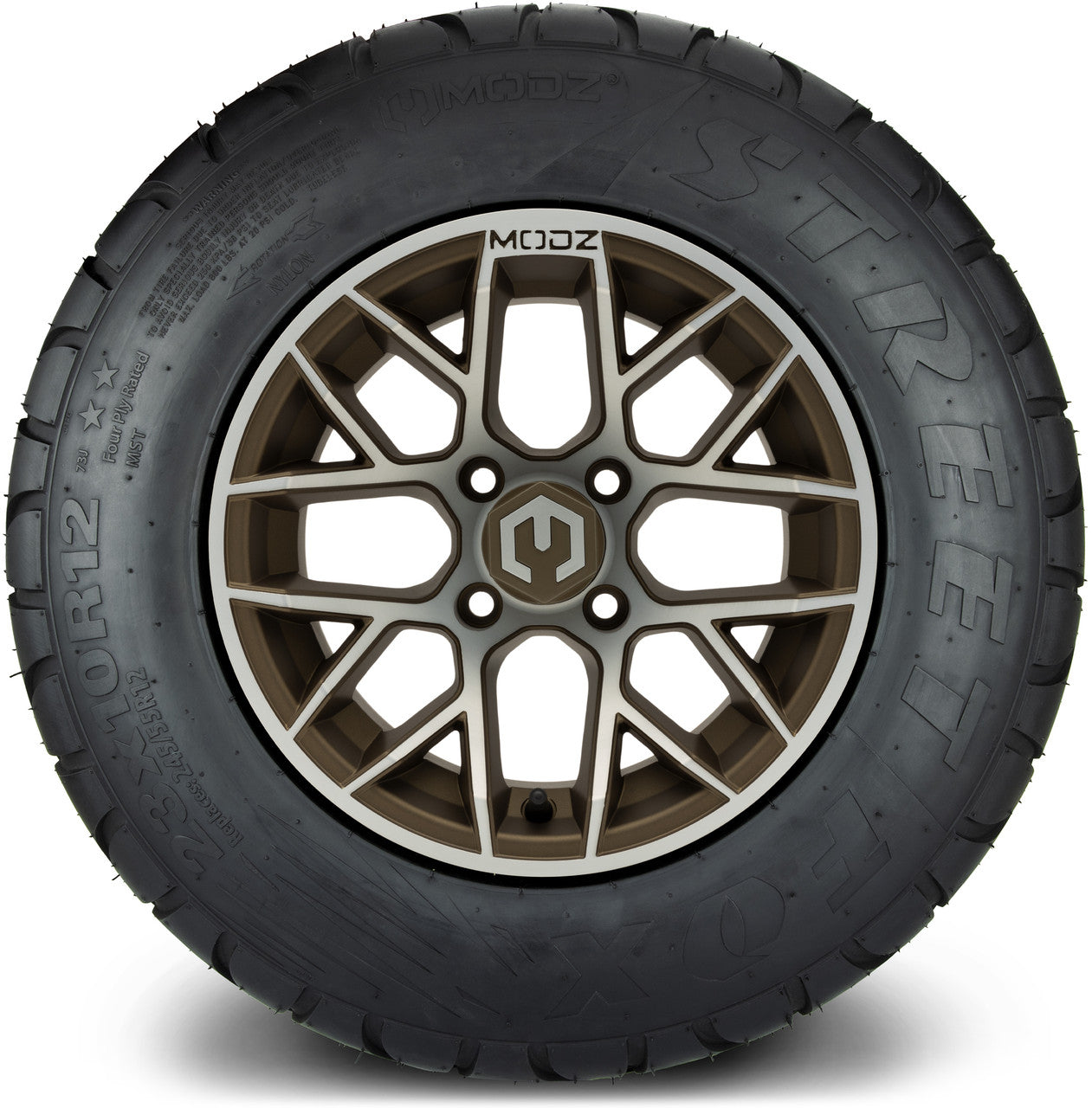 MODZ® 12" Matrix Machined Bronze - Lifted Tires and Wheels Combo