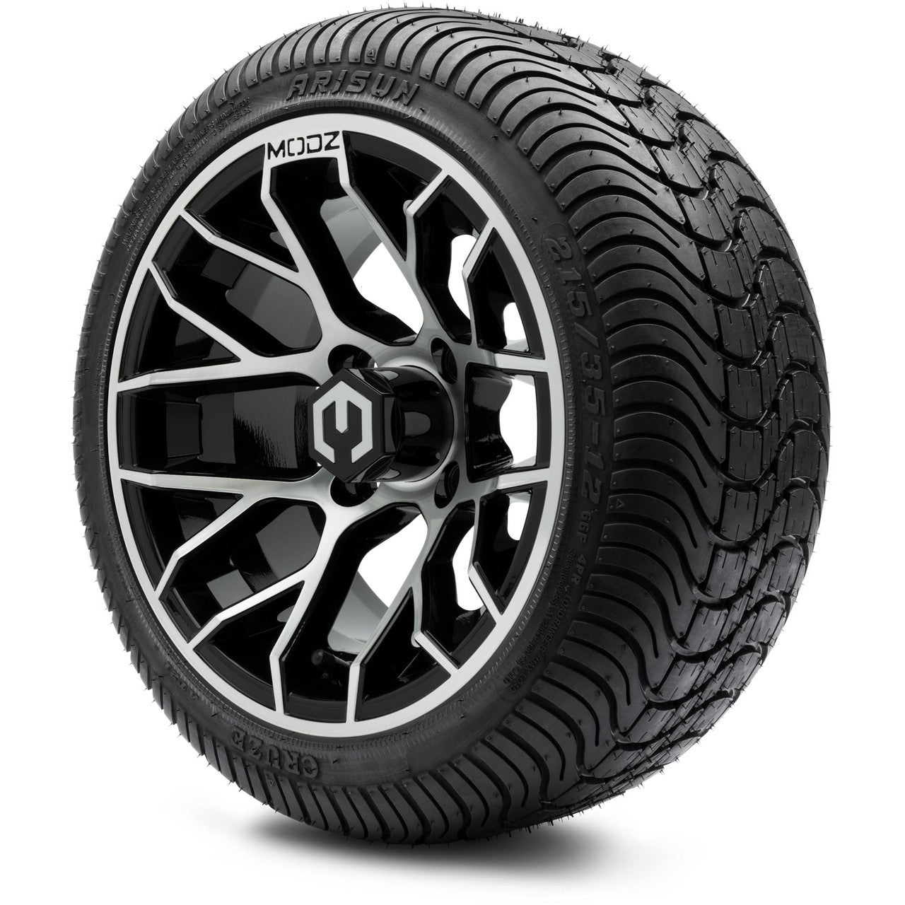 MODZ® 12" Matrix Machined Glossy Black - LowPro Tires and Wheels Combo