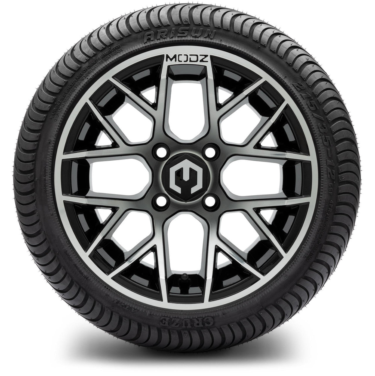 MODZ® 12" Matrix Machined Glossy Black - LowPro Tires and Wheels Combo