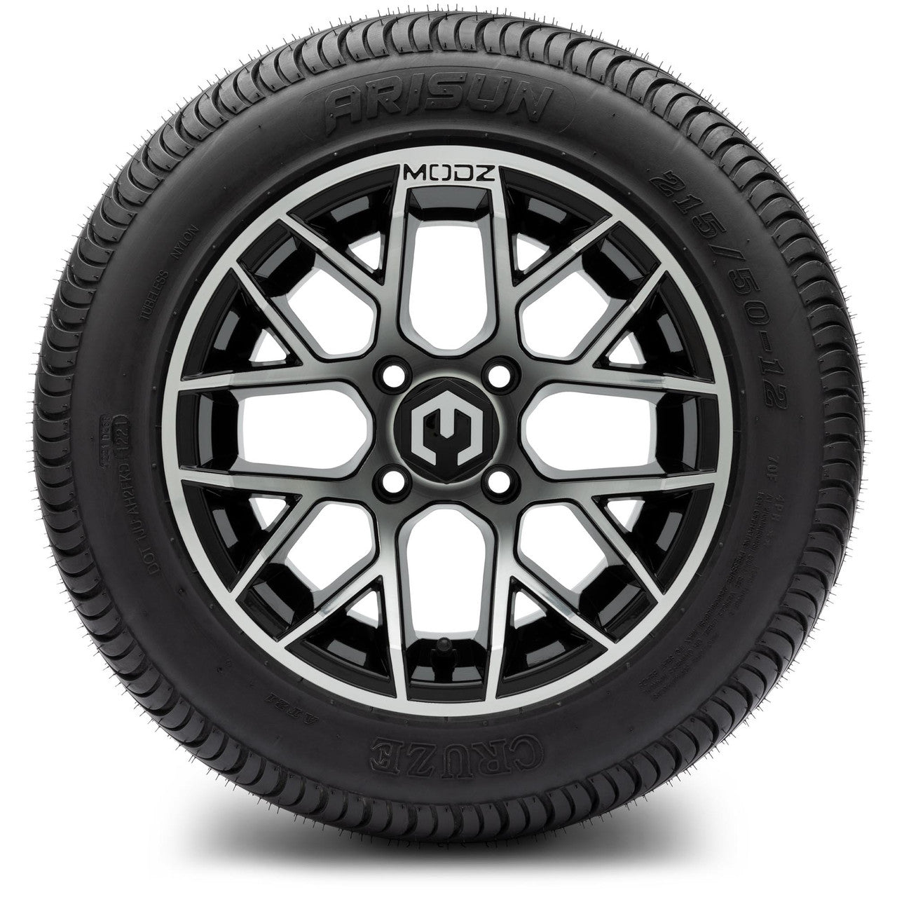 MODZ® 12" Matrix Machined Glossy Black - LowPro Tires and Wheels Combo