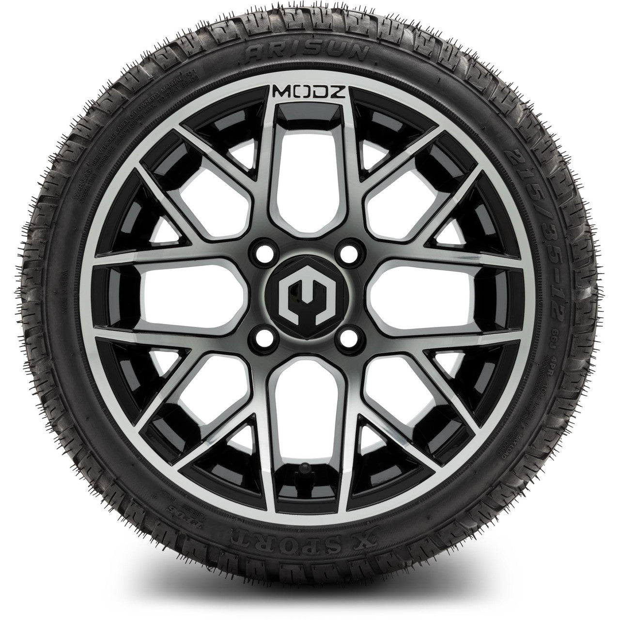 MODZ® 12" Matrix Machined Glossy Black - LowPro Tires and Wheels Combo