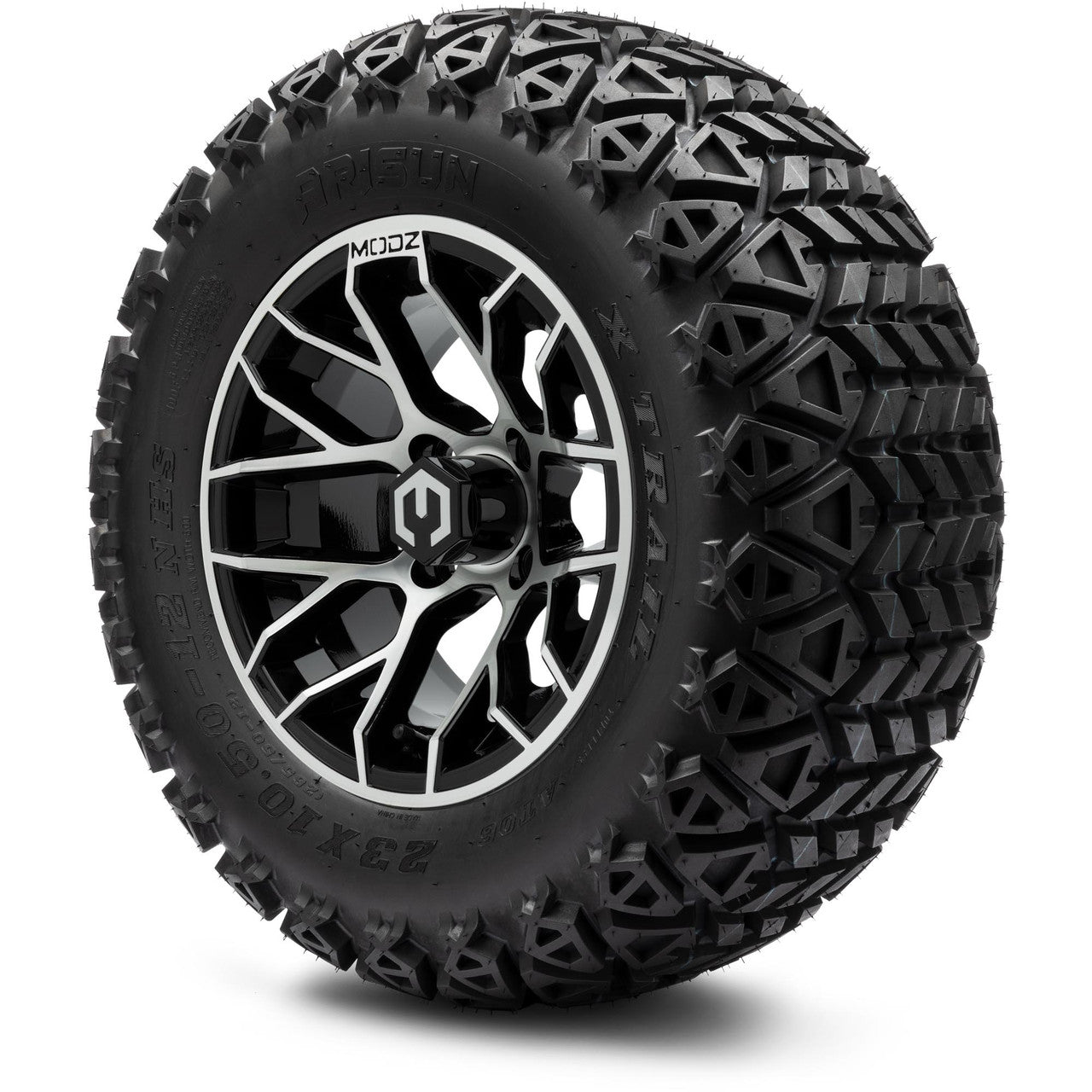 MODZ® 12" Matrix Machined Glossy Black - Lifted Tires and Wheels Combo