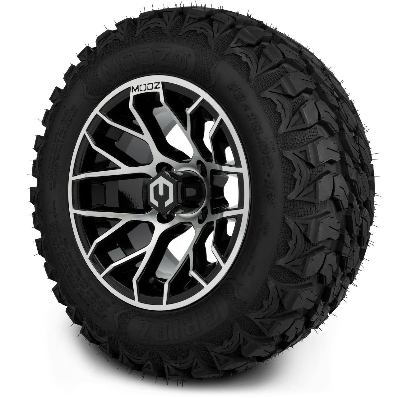 MODZ® 12" Matrix Machined Glossy Black - Lifted Tires and Wheels Combo