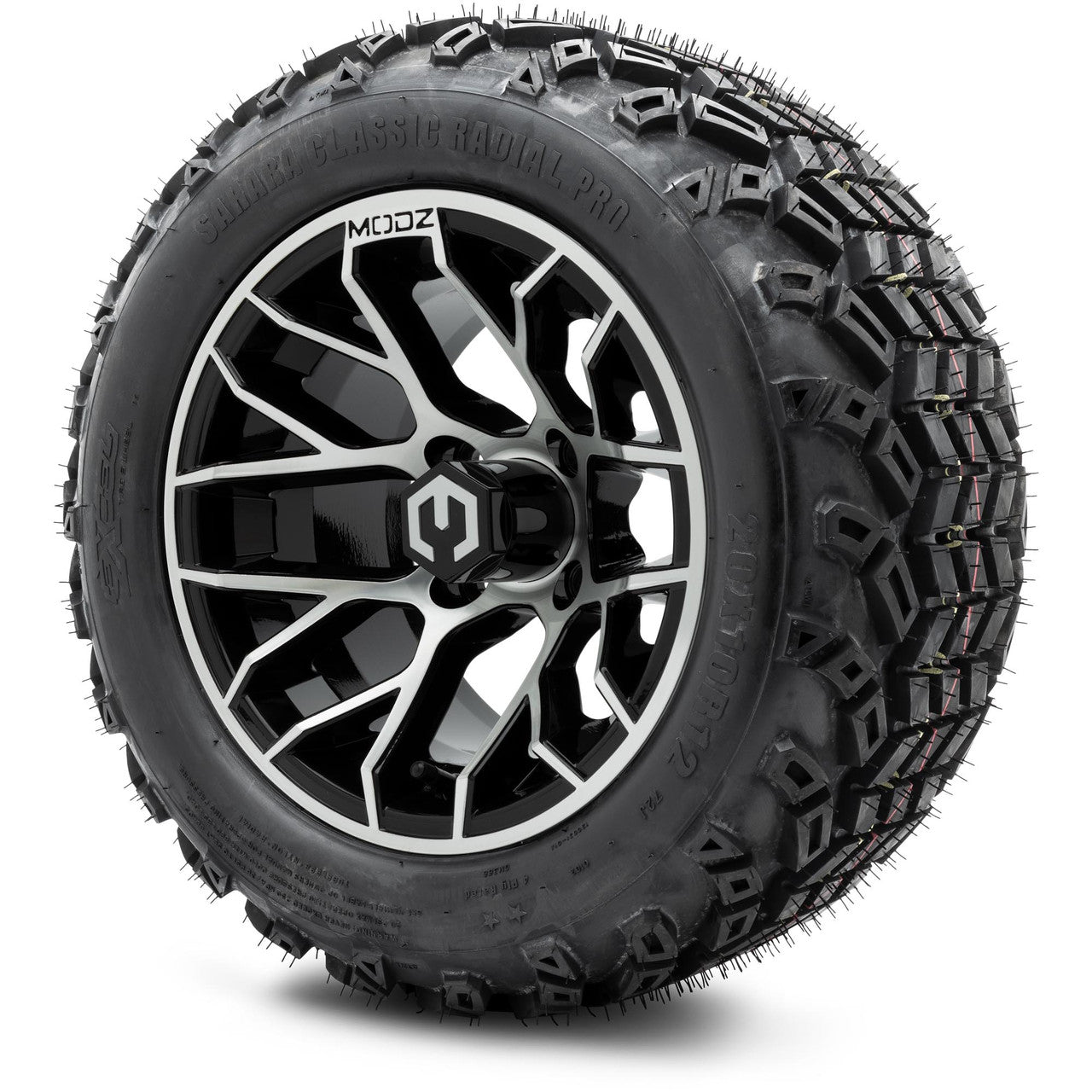MODZ® 12" Matrix Machined Glossy Black - Lifted Tires and Wheels Combo