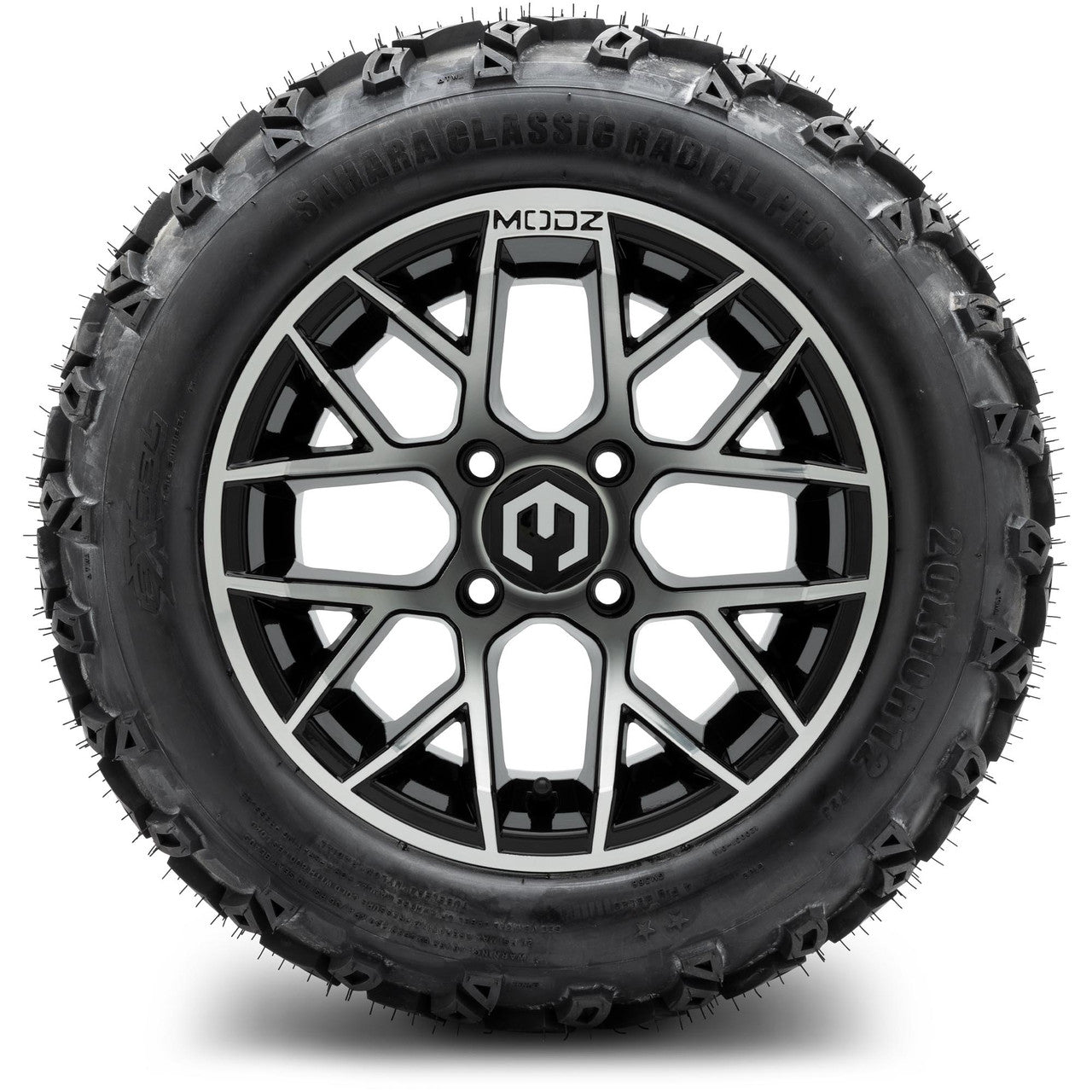 MODZ® 12" Matrix Machined Glossy Black - Lifted Tires and Wheels Combo