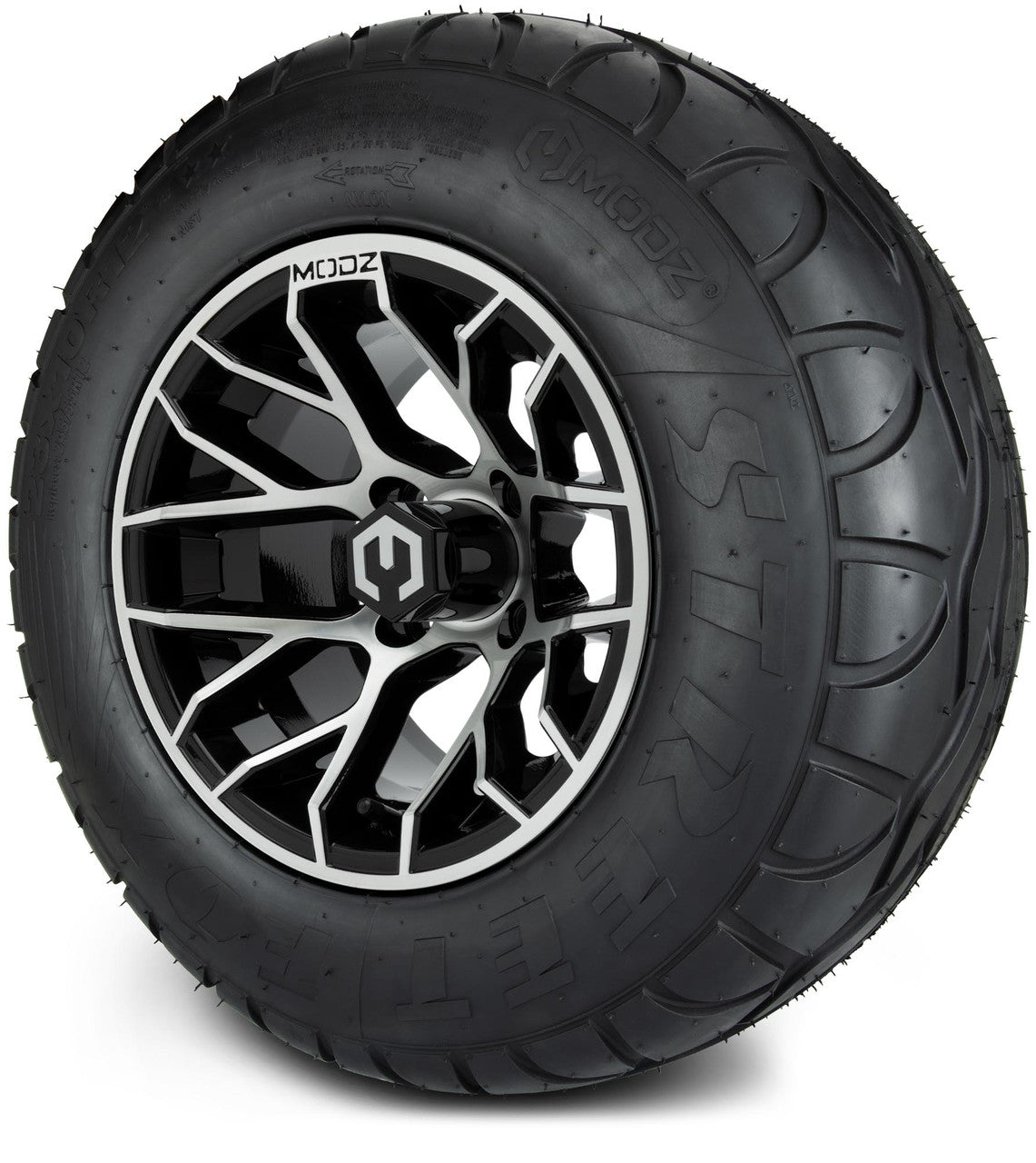 MODZ® 12" Matrix Machined Glossy Black - Lifted Tires and Wheels Combo