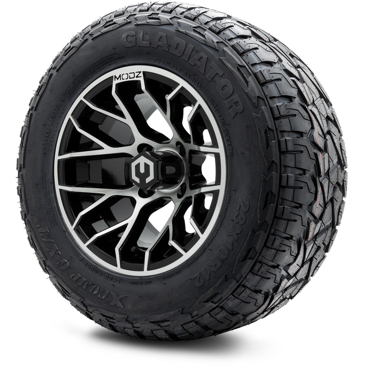 MODZ® 12" Matrix Machined Glossy Black - Lifted Tires and Wheels Combo