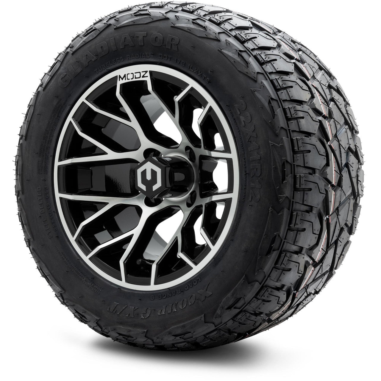 MODZ® 12" Matrix Machined Glossy Black - Lifted Tires and Wheels Combo