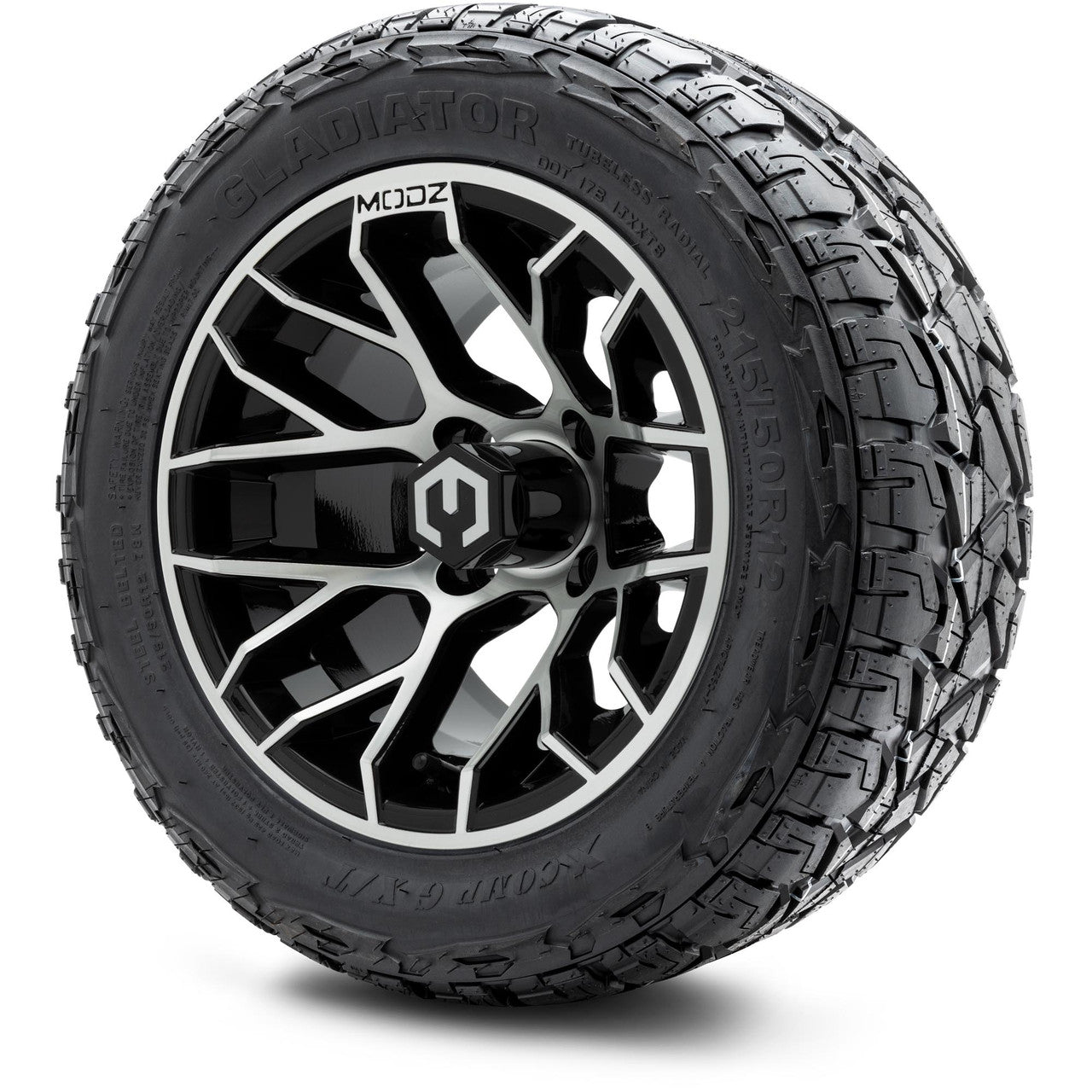 MODZ® 12" Matrix Machined Glossy Black - Lifted Tires and Wheels Combo