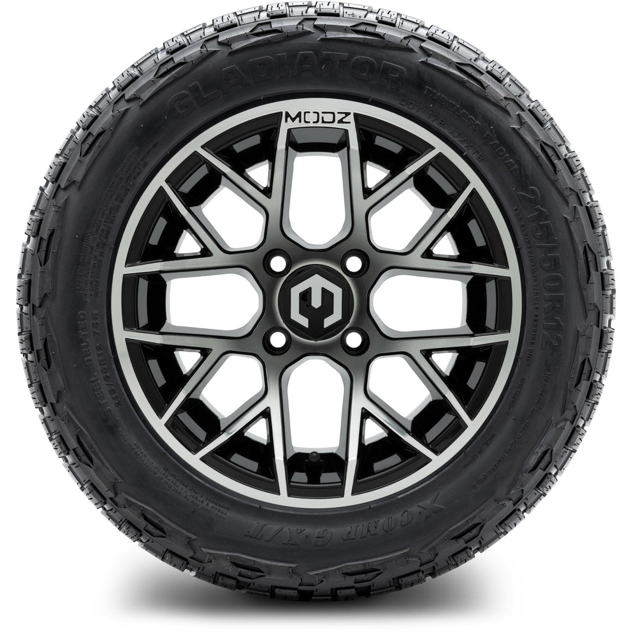 MODZ® 12" Matrix Machined Glossy Black - Lifted Tires and Wheels Combo