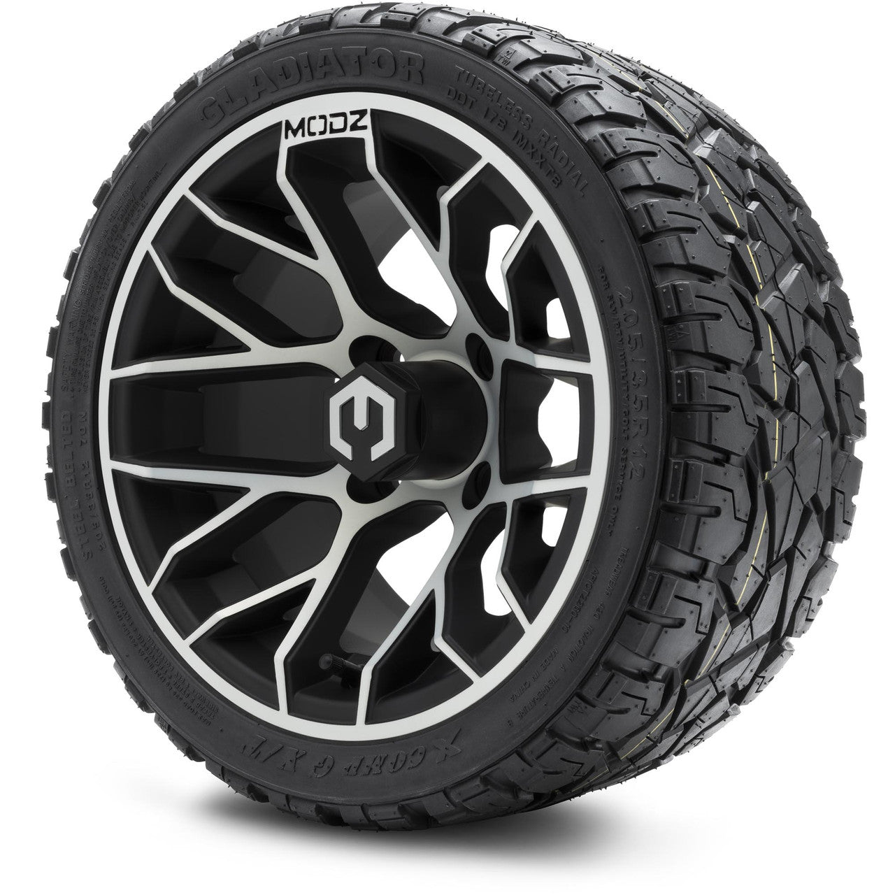 MODZ® 12" Matrix Machined Matte Black - LowPro Tires and Wheels Combo