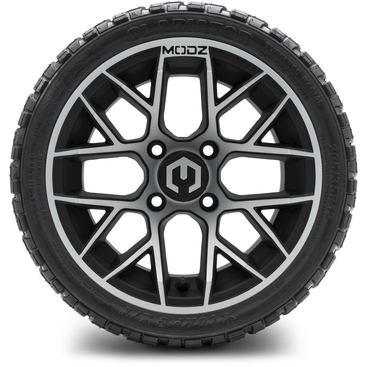 MODZ® 12" Matrix Machined Matte Black - LowPro Tires and Wheels Combo
