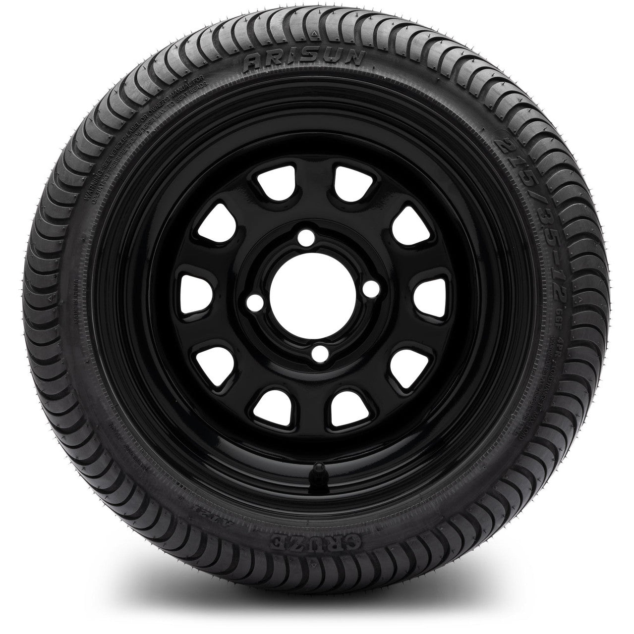 MODZ® 12" Steel D-Window Glossy Black - LowPro Tires and Wheels Combo