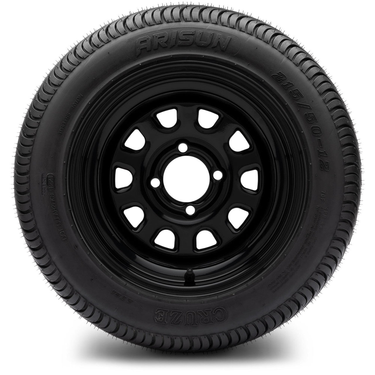 MODZ® 12" Steel D-Window Glossy Black - LowPro Tires and Wheels Combo