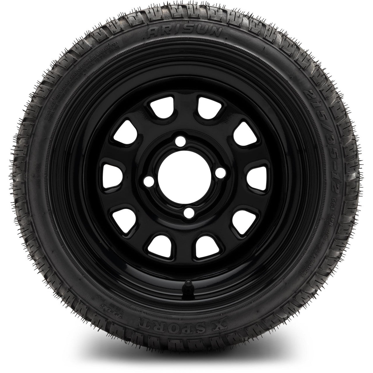 MODZ® 12" Steel D-Window Glossy Black - LowPro Tires and Wheels Combo