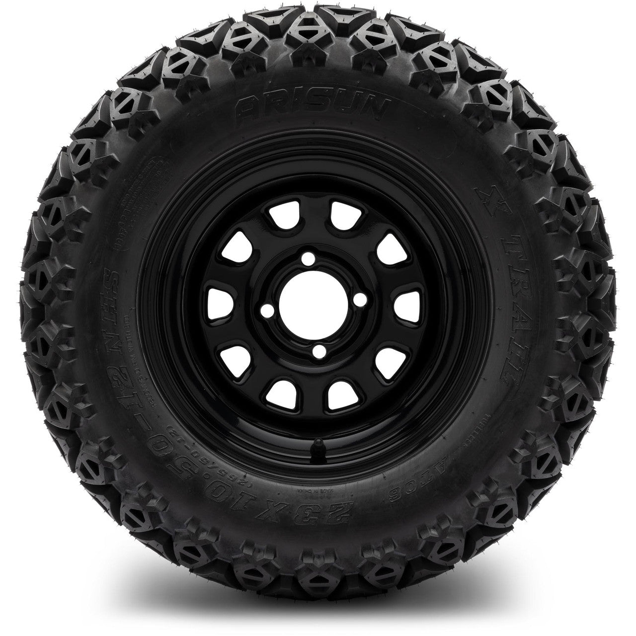 MODZ® 12" Steel D-Window Glossy Black - Lifted Tires and Wheels Combo