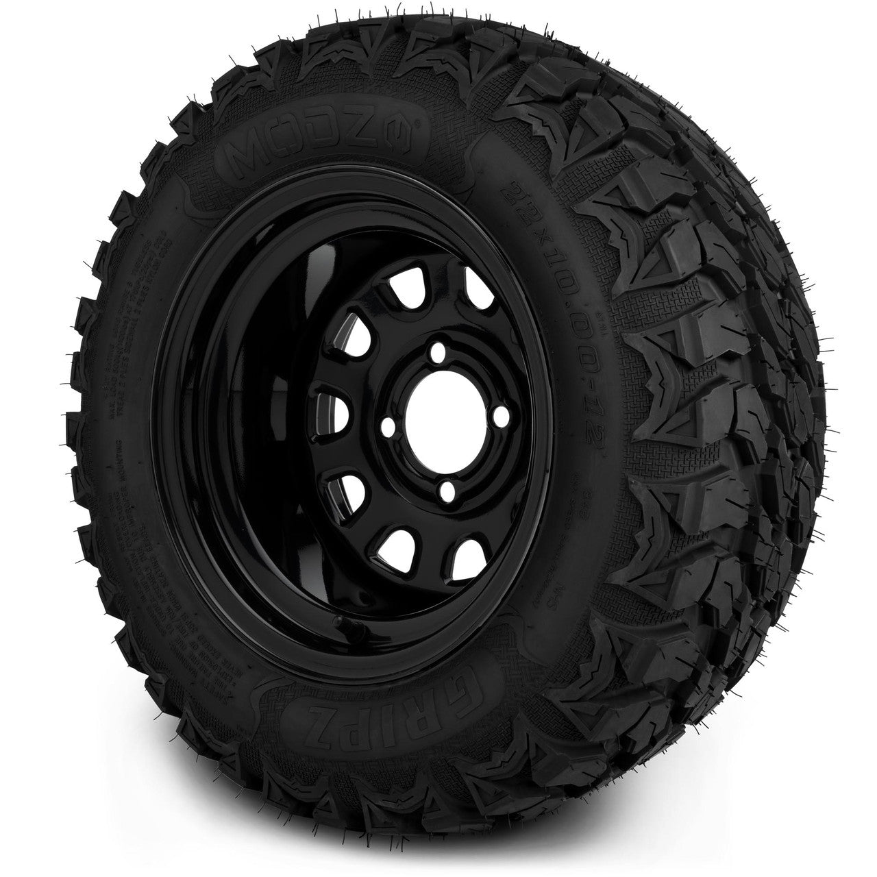MODZ® 12" Steel D-Window Glossy Black - Lifted Tires and Wheels Combo