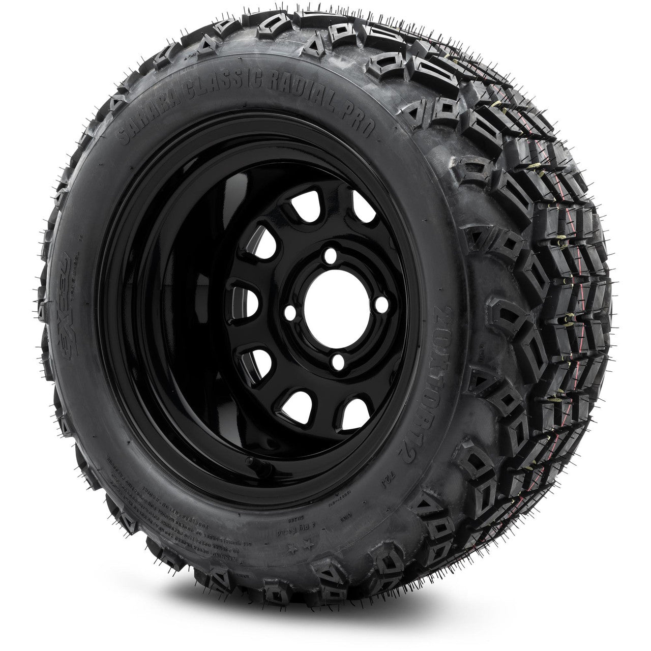 MODZ® 12" Steel D-Window Glossy Black - Lifted Tires and Wheels Combo
