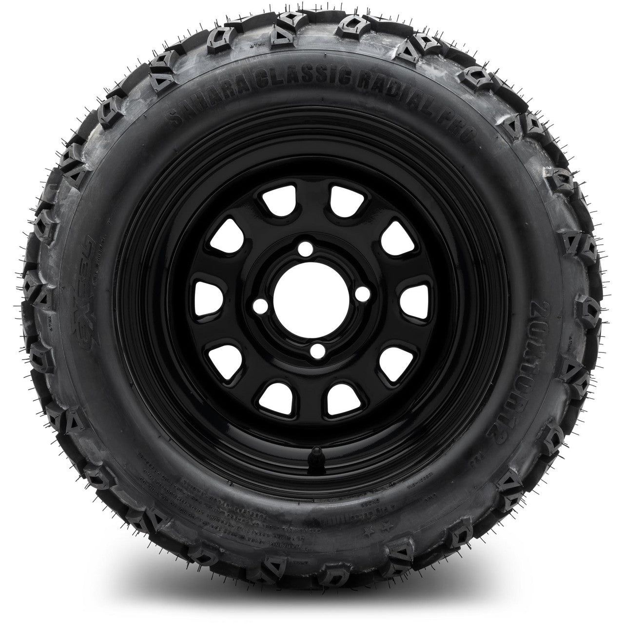 MODZ® 12" Steel D-Window Glossy Black - Lifted Tires and Wheels Combo