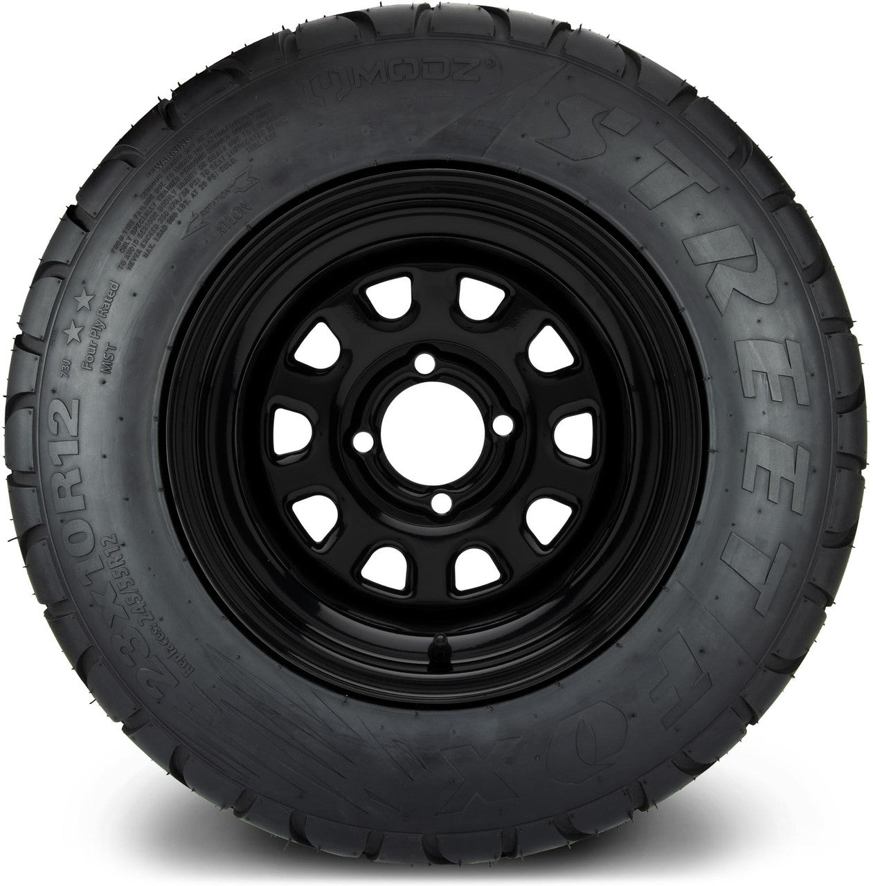 MODZ® 12" Steel D-Window Glossy Black - Lifted Tires and Wheels Combo