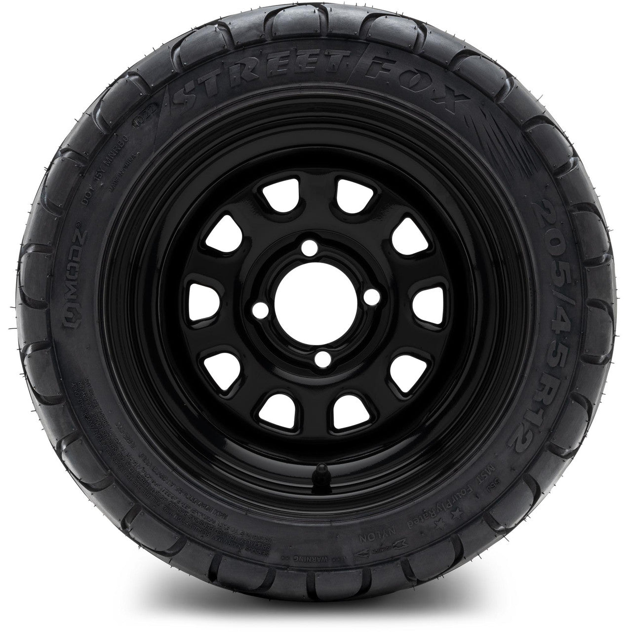 MODZ® 12" Steel D-Window Glossy Black - LowPro Tires and Wheels Combo